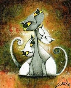 Abstract Cats Painting By Number