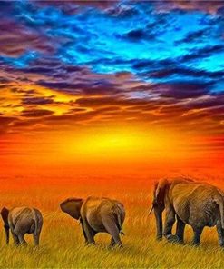 African Safari Elephants Painting By Number