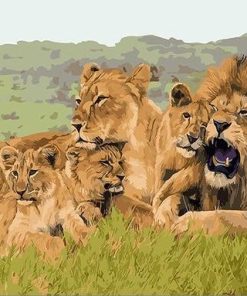 African Lion Family Painting By Number