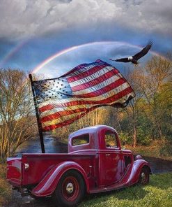 America Flag Car Painting By Number