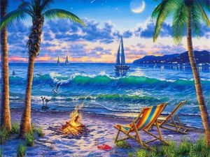 Beach Summer Night Painting By Number