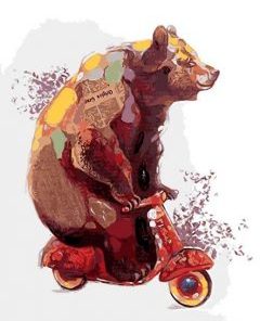 Bear Ride Bike Painting By Number