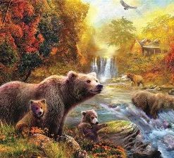 Bears By Stream Painting By Number