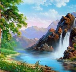 Beautiful Waterfall Painting By Number