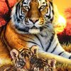 Bengal Tiger Family Painting By Number