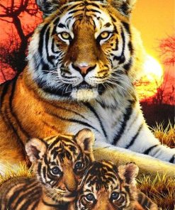 Bengal Tiger Family Painting By Number