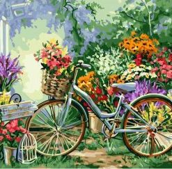 Bicycle Flowers Painting By Number