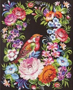 Bird And Ornate Flowers Painting By Number