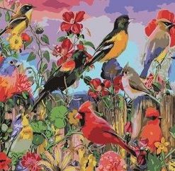 Birds At Garden Painting By Number