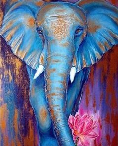 Blue Elephant Painting By Number