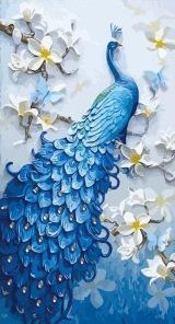 Blue Peafowl Painting By Number