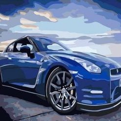 Blue Sports Car Painting By Number