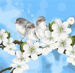 Cute Birds With Flowers Painting By Number