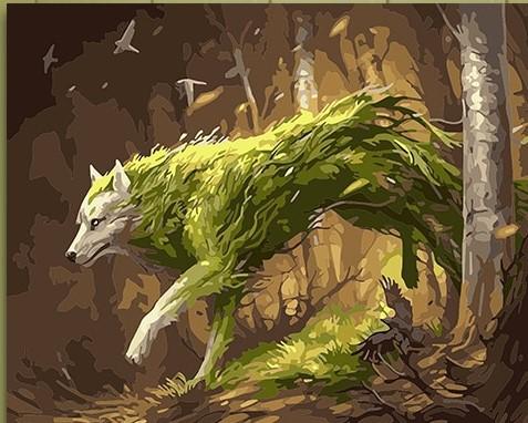 Green Wolf paint by numbers