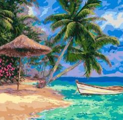 Palm Trees Beach Painting By Number