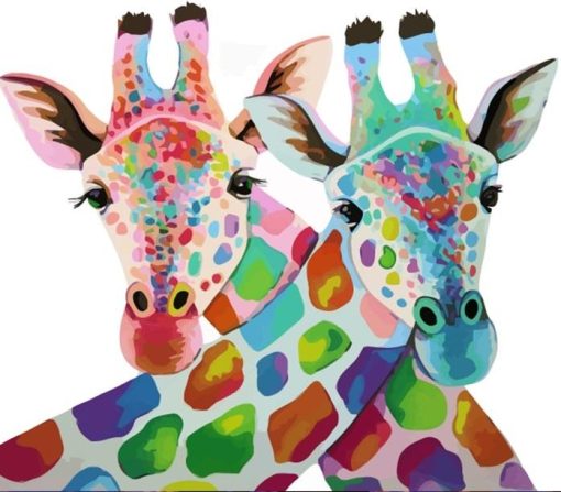 Colorful Giraffes paint by numbers