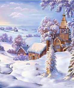 Picture Village Snow Landscape - DIY Paint By Numbers - Numeral Paint