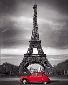 Red Car At Paris Painting By Number