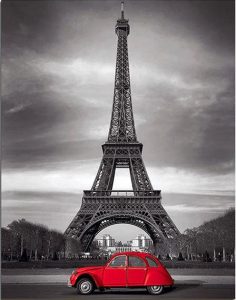 Red Car At Paris Painting By Number