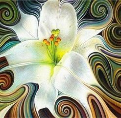 White Flowers Painting By Number