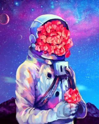 Astronaut Flowers paint by numbers