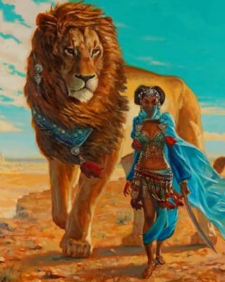 African Woman And Lion Paint by numbers