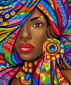 Colorful African Woman Paint by numbers