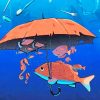 Fish Holding An Umbrella Paint by numbers