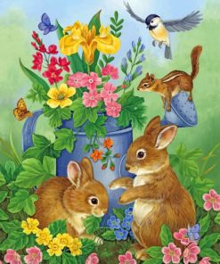 Bunnies In Garden paint by numbers