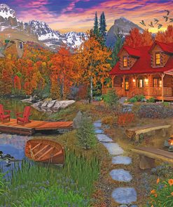 Cabin In The Fall paint by numbers