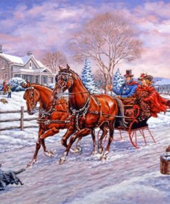 horses sleigh paint by numbers