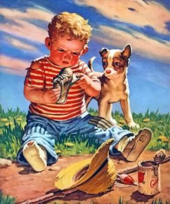 Boy And Dog Paint by numbers