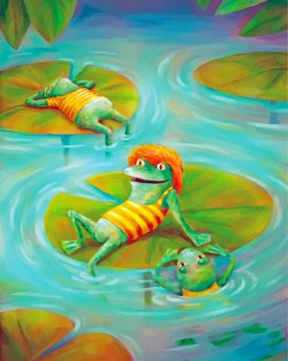 Frogs Resting On Lily Pad Paint by numbers