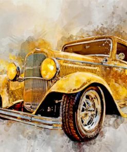 Yellow Classic Car Art Paint by numbers