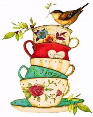 Bird On Teacups paint by numbers