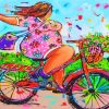 Fat Woman On Bicycle Paint by numbers