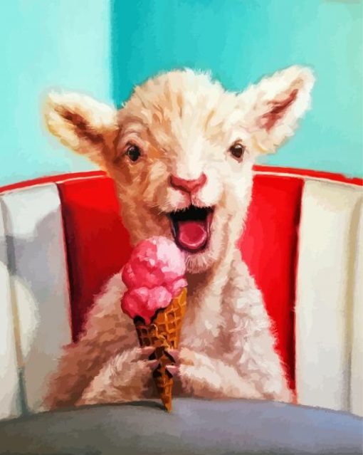 Lamb Eating Ice Cream Paint by numbers