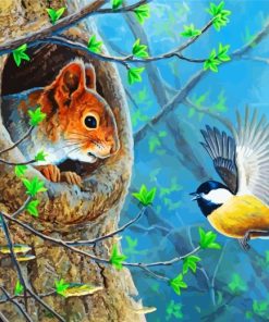 Bird And Squirrel Paint by numbers