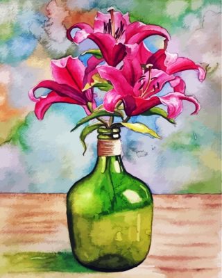 Lilies In Glass Bottle paint by numbers