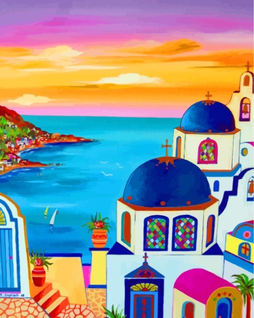 Santorini Greece Island Paint by numbers