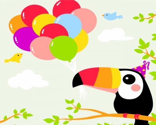 Toucan And Balloons Paint by number