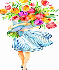 woman-holding-flowers-paint-by-numbers