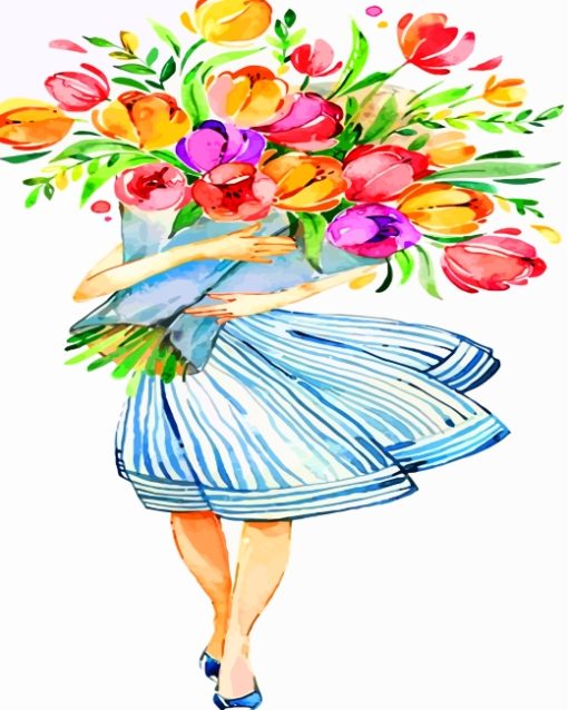 woman-holding-flowers-paint-by-numbers