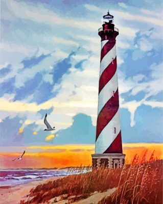 Cape Hatteras Light Sunset Paint by numbers