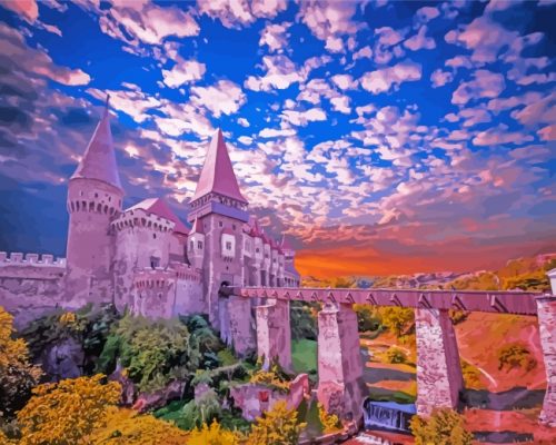 Hunyad Castle At Sunset Paint by numbers