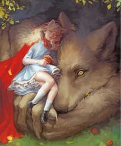 Little Girl With Wolf Paint by numbers