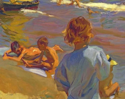 Children On The Beach paint by numbers