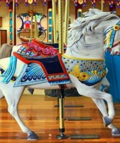 White Carousel Horse Paint by numbers