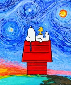 Snoopy Starry Night paint by number