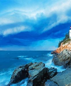 Bass Harbor Lighthouse Seascape Paint By Numbers